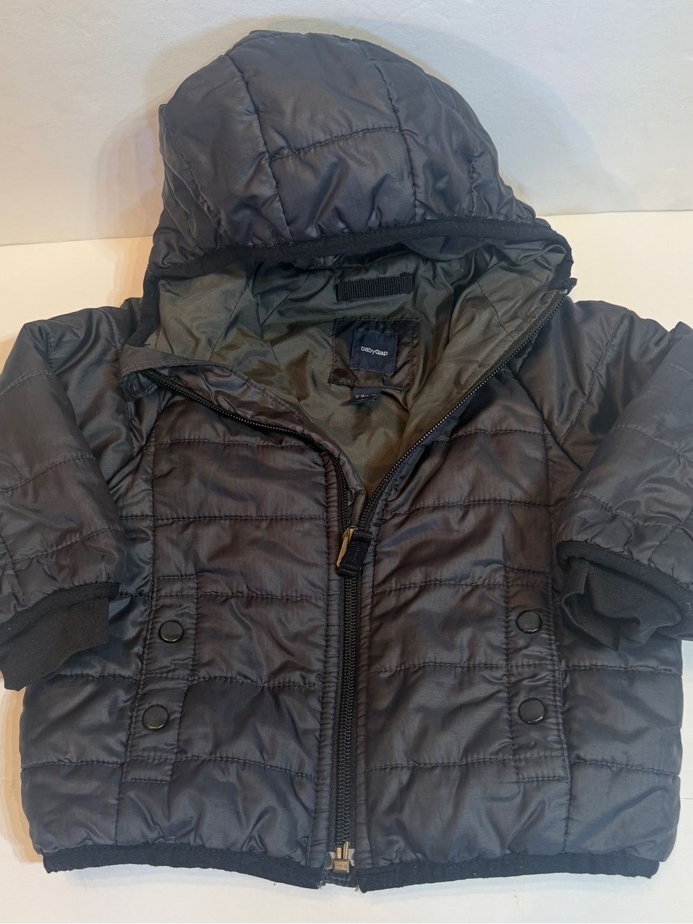 BabyGap PrimaLoft Puffer Jacket 12-18M Black Hooded Winter Coat Style 983599